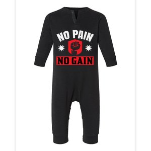 No Pain No Gain Gym Workout Exercise Gift Infant Fleece One Piece