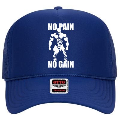 No Pain No Gain Fitness Gym Clothing Equipt Cute Gift High Crown Mesh Back Trucker Hat