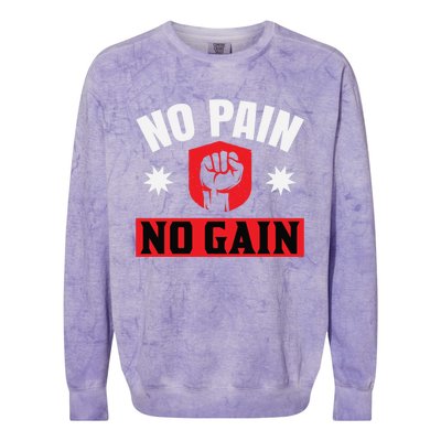 No Pain No Gain Gym Workout Exercise Gift Colorblast Crewneck Sweatshirt