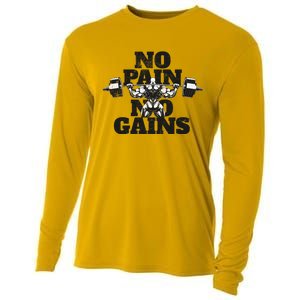 No Pain No Gains: Weightlifter Gym For Powerlifting Gift Cooling Performance Long Sleeve Crew