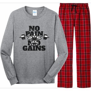 No Pain No Gains: Weightlifter Gym For Powerlifting Gift Long Sleeve Pajama Set