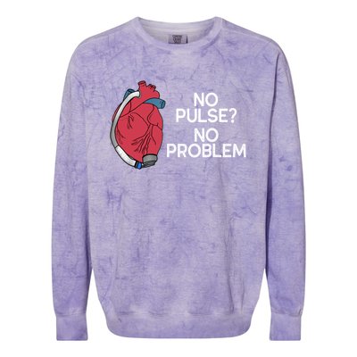 No Pulse No Problem Heartmate Lvad Heart Cvicu Colorblast Crewneck Sweatshirt