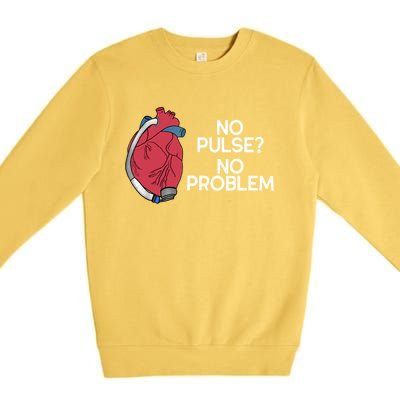 No Pulse No Problem Heartmate Lvad Heart Cvicu Premium Crewneck Sweatshirt