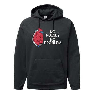 No Pulse No Problem Heartmate Lvad Heart Cvicu Performance Fleece Hoodie