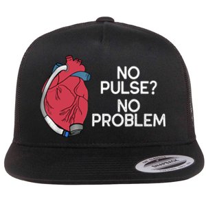 No Pulse No Problem Heartmate Lvad Heart Cvicu Flat Bill Trucker Hat