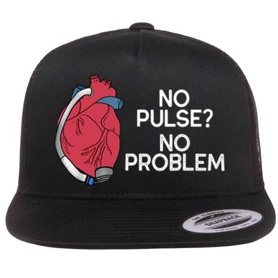 No Pulse No Problem Heartmate Lvad Heart Cvicu Flat Bill Trucker Hat