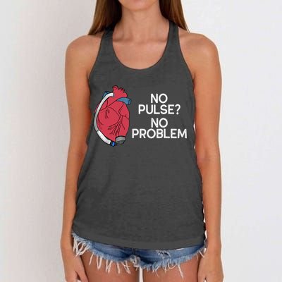 No Pulse No Problem Heartmate Lvad Heart Cvicu Women's Knotted Racerback Tank