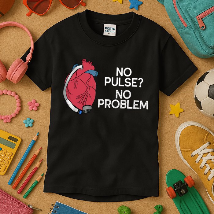 No Pulse No Problem Heartmate Lvad Heart Cvicu Kids T-Shirt