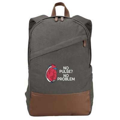 No Pulse No Problem Heartmate Lvad Heart Cvicu Cotton Canvas Backpack