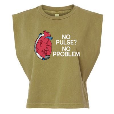 No Pulse No Problem Heartmate Lvad Heart Cvicu Garment-Dyed Women's Muscle Tee