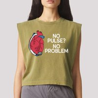 No Pulse No Problem Heartmate Lvad Heart Cvicu Garment-Dyed Women's Muscle Tee