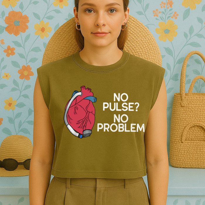 No Pulse No Problem Heartmate Lvad Heart Cvicu Garment-Dyed Women's Muscle Tee