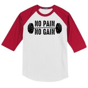 No Pain No Gain Gym Workout Fitness Gift Kids Colorblock Raglan Jersey