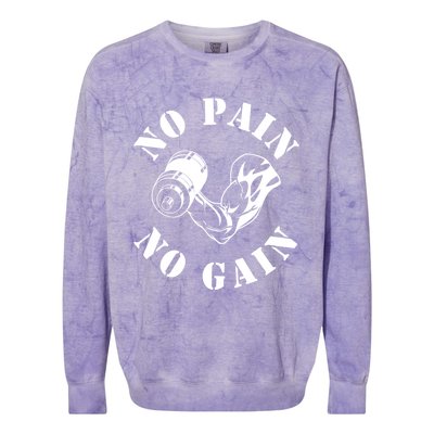 No Pain No Gain Gym Workout Fitness Training Gift Colorblast Crewneck Sweatshirt