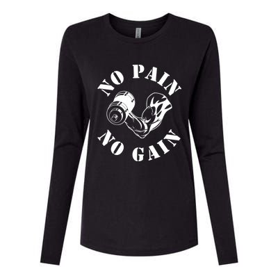 No Pain No Gain Gym Workout Fitness Training Gift Womens Cotton Relaxed Long Sleeve T-Shirt