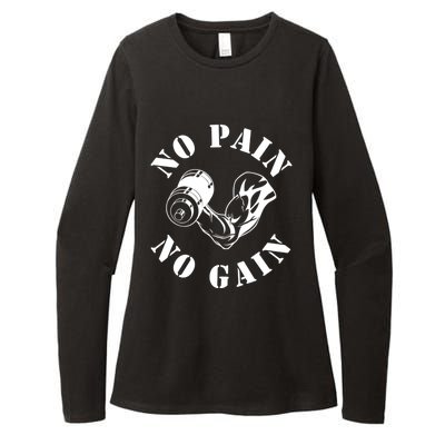 No Pain No Gain Gym Workout Fitness Training Gift Womens CVC Long Sleeve Shirt