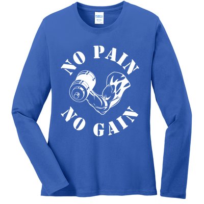 No Pain No Gain Gym Workout Fitness Training Gift Ladies Long Sleeve Shirt