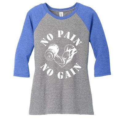 No Pain No Gain Gym Workout Fitness Training Gift Women's Tri-Blend 3/4-Sleeve Raglan Shirt