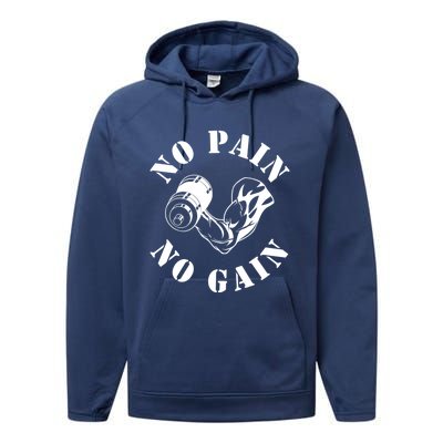 No Pain No Gain Gym Workout Fitness Training Gift Performance Fleece Hoodie