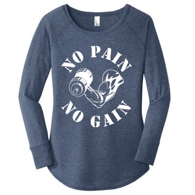 No Pain No Gain Gym Workout Fitness Training Gift Women's Perfect Tri Tunic Long Sleeve Shirt