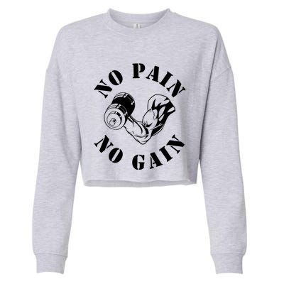 No Pain No Gain Gym Workout Fitness Training Gift Cropped Pullover Crew