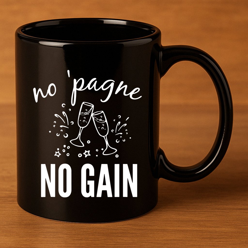 No Pagne No Gain 11oz C Handle Ceramic Mug
