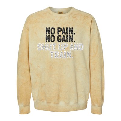 No Pain No Gain Shut Up And Train Gift Colorblast Crewneck Sweatshirt