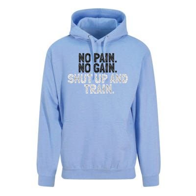 No Pain No Gain Shut Up And Train Gift Unisex Surf Hoodie