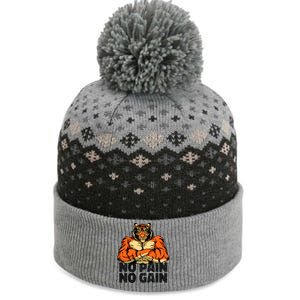 No Pain No Gain Tiger Gym Workout Mma Bodybuilding Fitness Gift The Baniff Cuffed Pom Beanie