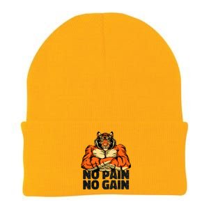 No Pain No Gain Tiger Gym Workout Mma Bodybuilding Fitness Gift Knit Cap Winter Beanie