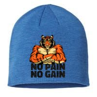 No Pain No Gain Tiger Gym Workout Mma Bodybuilding Fitness Gift Sustainable Beanie