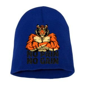 No Pain No Gain Tiger Gym Workout Mma Bodybuilding Fitness Gift Short Acrylic Beanie