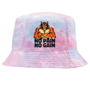 No Pain No Gain Tiger Gym Workout Mma Bodybuilding Fitness Gift Tie-Dyed Bucket Hat