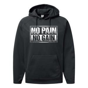 No Pain No Gain Gym Workout & Fitness Training Performance Fleece Hoodie