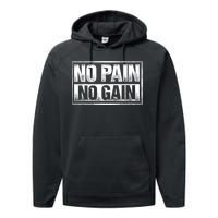 No Pain No Gain Gym Workout & Fitness Training Performance Fleece Hoodie