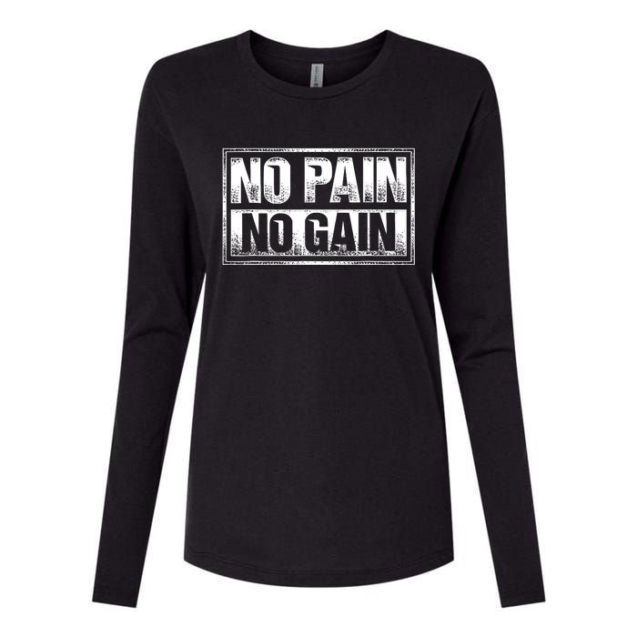 No Pain No Gain Gym Workout & Fitness Training Womens Cotton Relaxed Long Sleeve T-Shirt