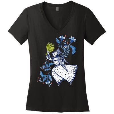 Nowruz Persian New Year Spring Equinox Haftseen Happy Norouz Women's V-Neck T-Shirt