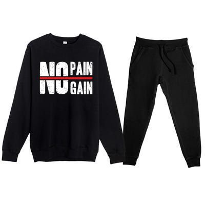 No Pain No Gain Typography Cool Gift Premium Crewneck Sweatsuit Set