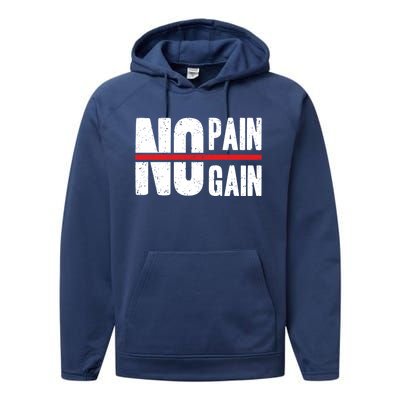 No Pain No Gain Typography Cool Gift Performance Fleece Hoodie