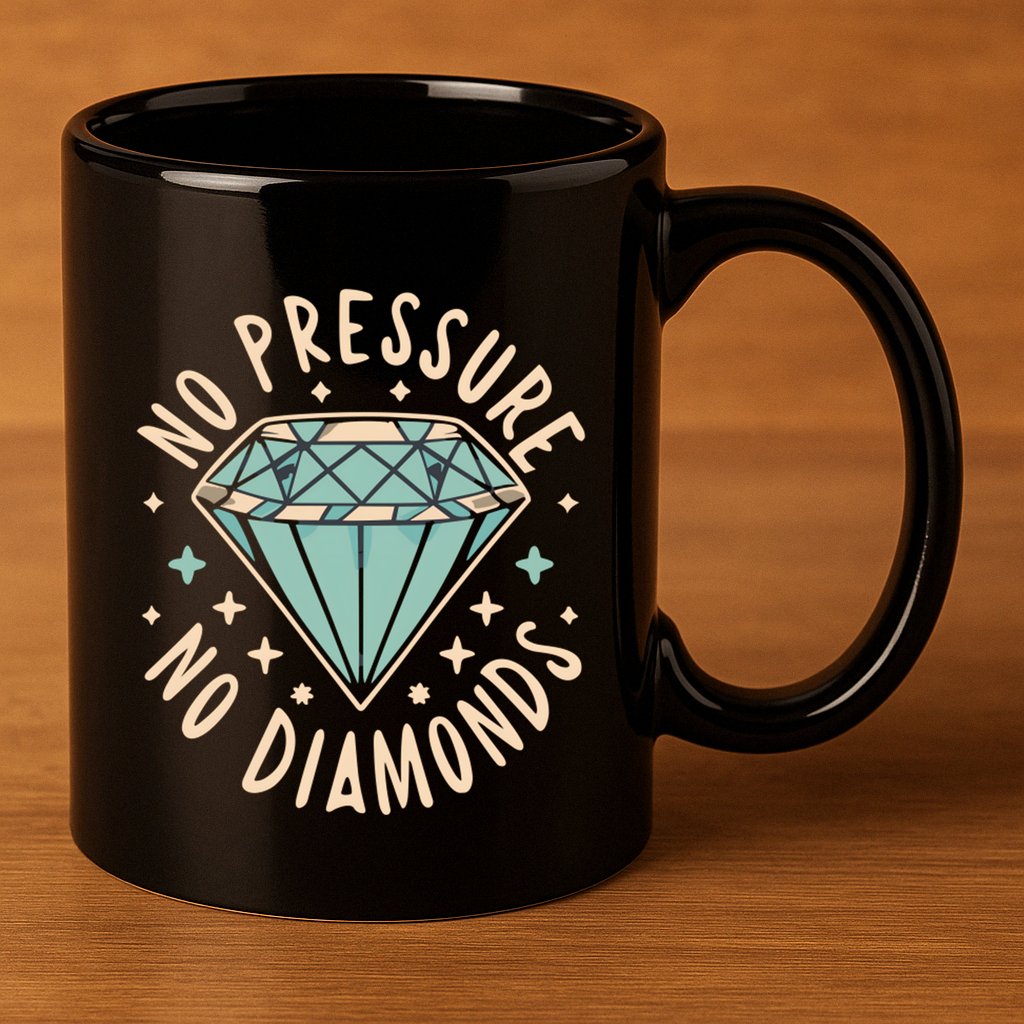 No Pressure No Diamonds 11oz C Handle Ceramic Mug