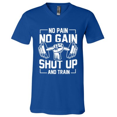 No Pain No Gain Weighlifter Prefunny Giftworkout Motivational Quote Meaningful G V-Neck T-Shirt