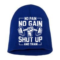 No Pain No Gain Weighlifter Prefunny Giftworkout Motivational Quote Meaningful G Short Acrylic Beanie