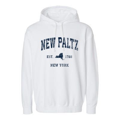 New Paltz New York Ny Vintage Athletic Garment-Dyed Fleece Hoodie