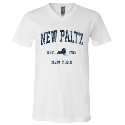 New Paltz New York Ny Vintage Athletic V-Neck T-Shirt