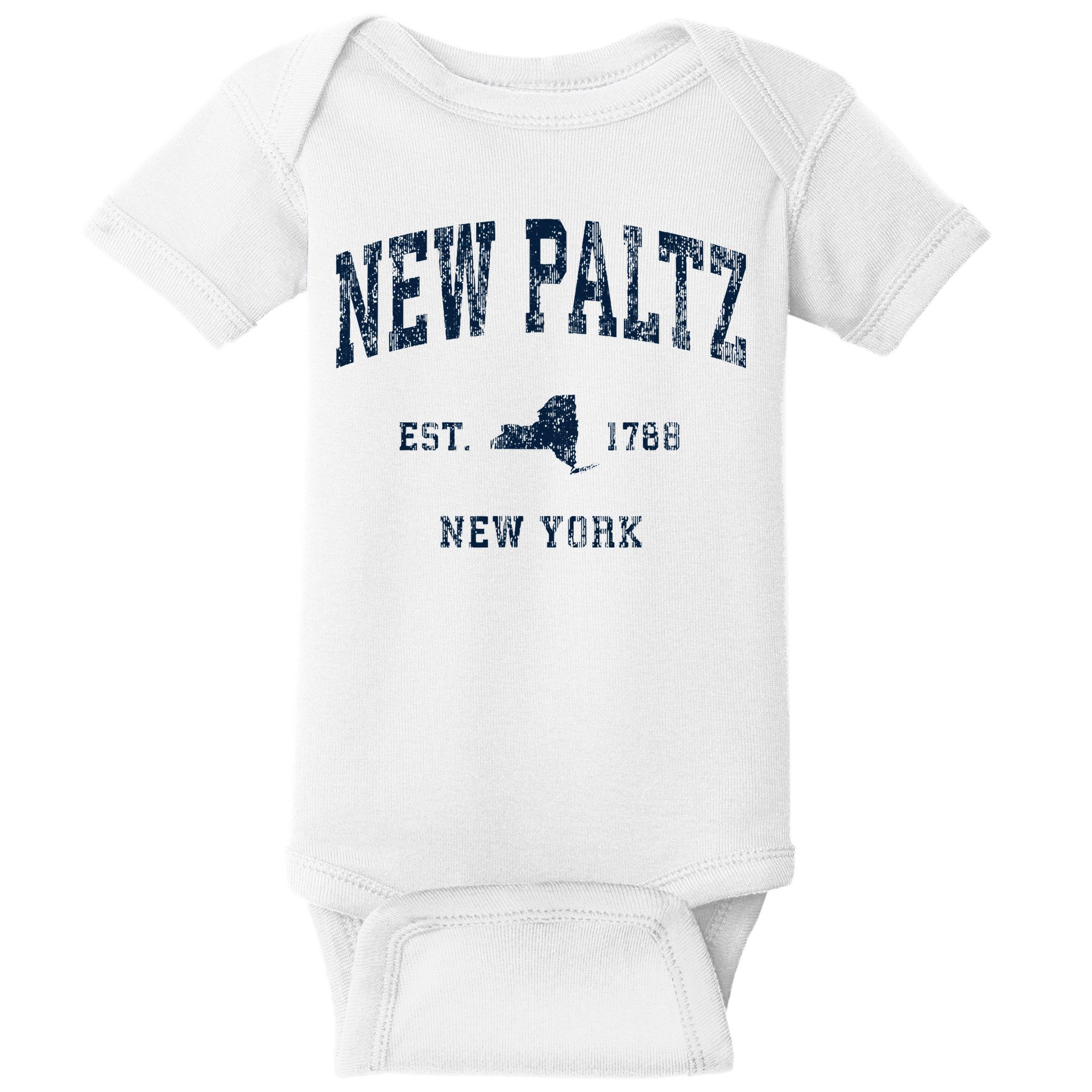 New Paltz New York Ny Vintage Athletic Baby Bodysuit