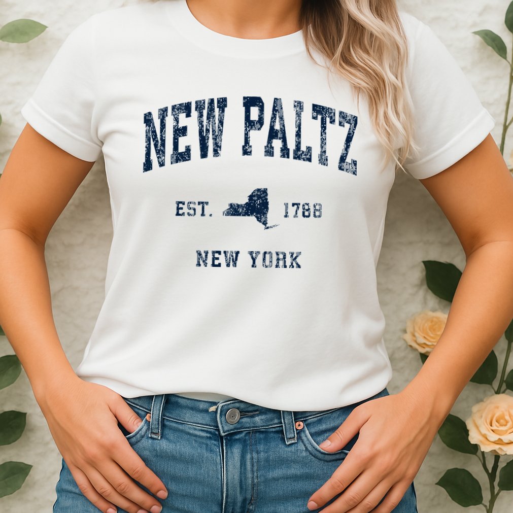 New Paltz New York Ny Vintage Athletic Womens T-Shirt