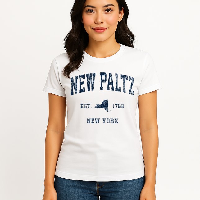 New Paltz New York Ny Vintage Athletic Womens T-Shirt