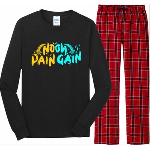 No Pain No Gain Wrathful Gym Bodybuilding Clothing Design Gift Long Sleeve Pajama Set