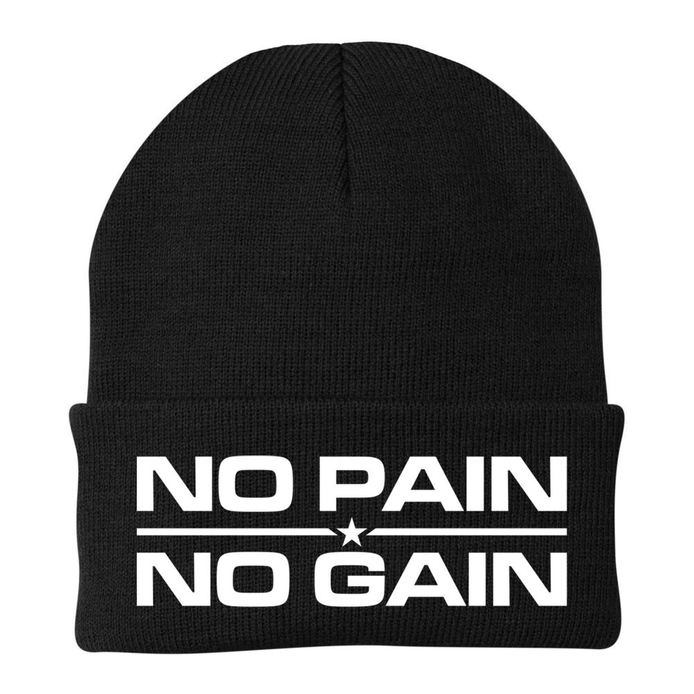 No Pain No Gain Weighlifting Training Fitness Muscle Funny Gift Beanie