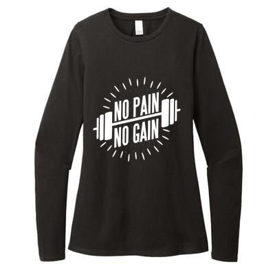 No Pain No Gain Muscle Workout Exercise Gym Bodybuilding Meaningful Gift Womens CVC Long Sleeve Shirt